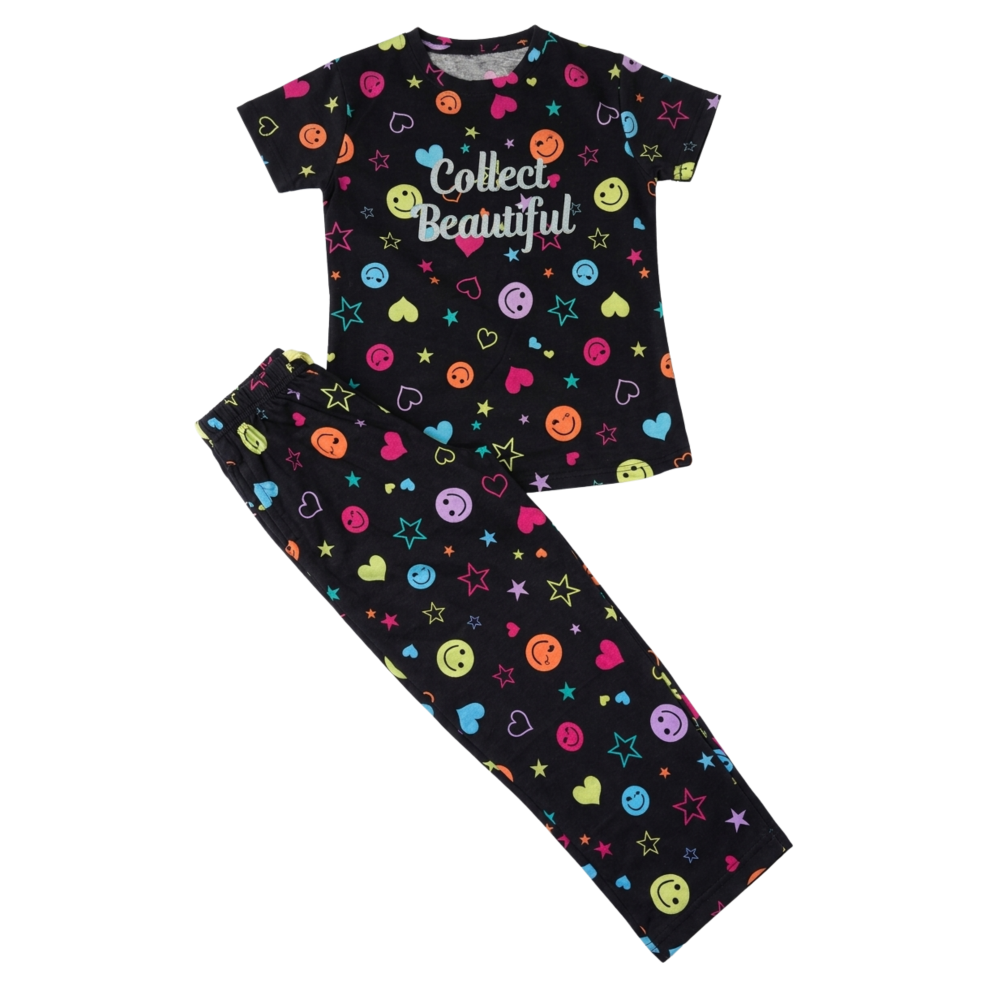 Black Printed Girls Coord Set