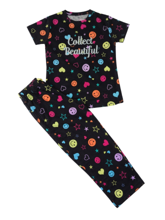 Black Printed Girls Coord Set
