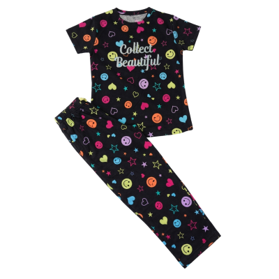 Black Printed Girls Coord Set
