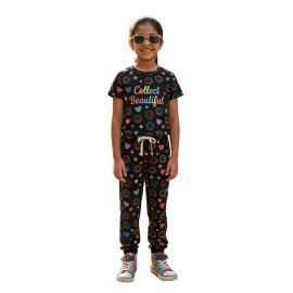 Black Printed Girls Coord Set