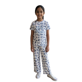Girls White Butterfly Print Pyjama Set
