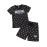 Girls' Black Heart Print T-Shirt and Shorts Athletic Coord Set