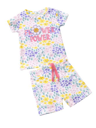 Girls' Flower Power Floral T-Shirt & Shorts Set
