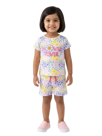 Girls' Flower Power Floral T-Shirt & Shorts Set