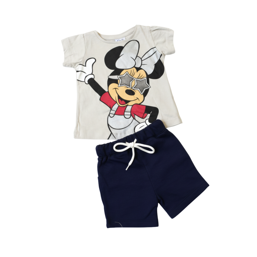 Girls' Mouse Graphic T-Shirt & Navy Drawstring