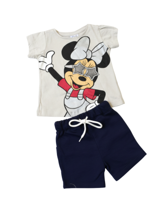 Girls' Mouse Graphic T-Shirt & Navy Drawstring