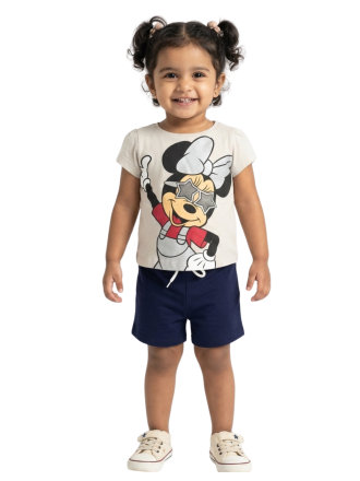 Girls' Mouse Graphic T-Shirt & Navy Drawstring