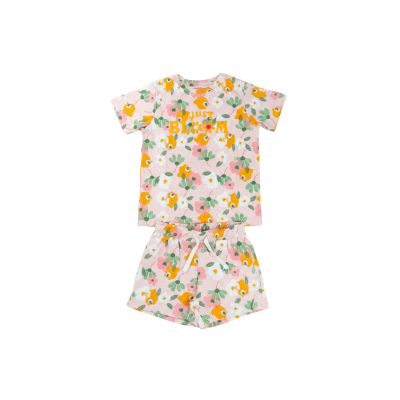 Girls Pink "Just Bloom" Floral Print T-Shirt & Shorts Set