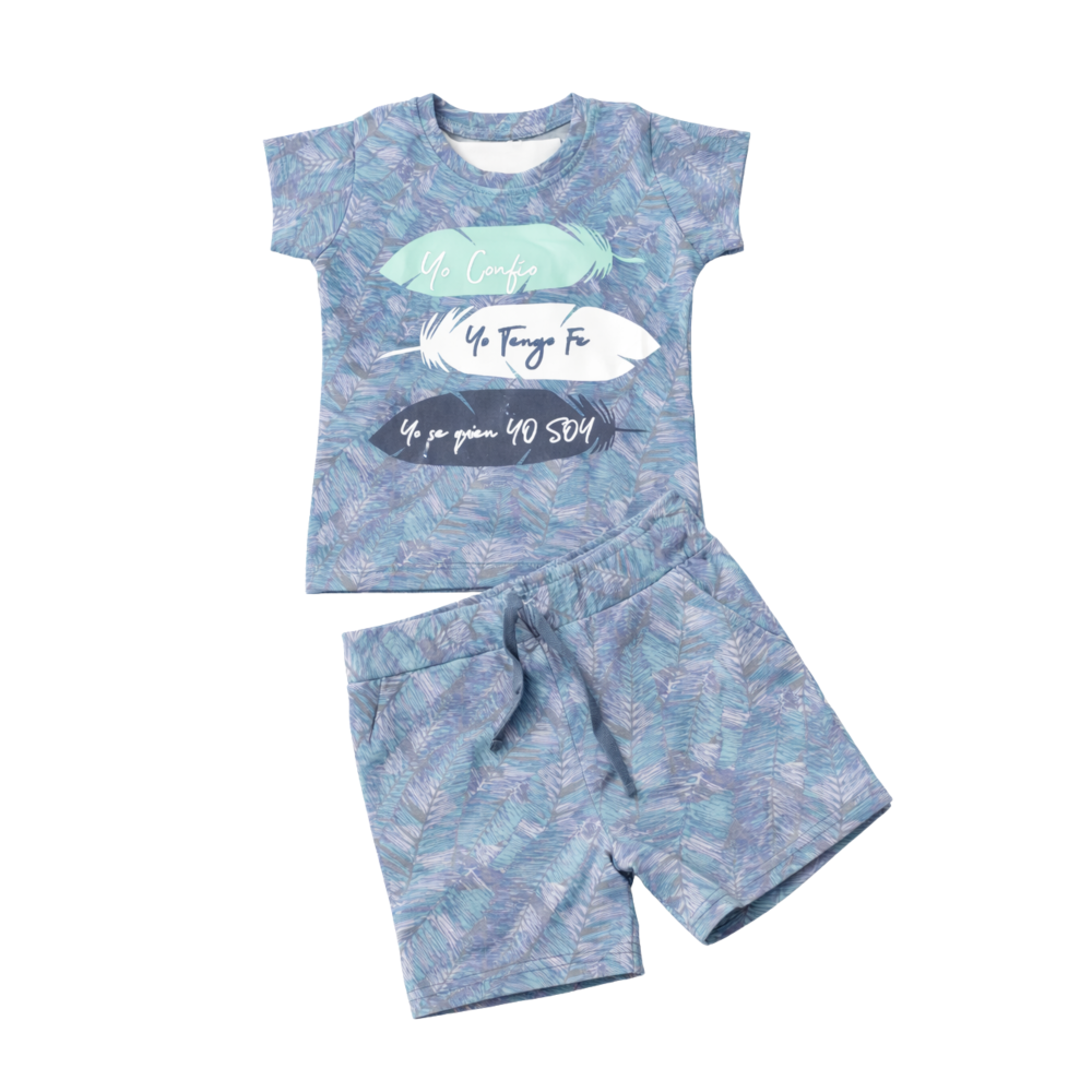 Girls' "Yo Soy" Feather Graphic & Tropical Leaf