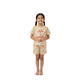 Girls Colorful Abstract Print T-Shirt and Shorts Set