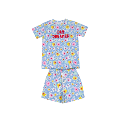 Girls Blue "Day Dreamer" Daisy Print T-Shirt & Shorts Set