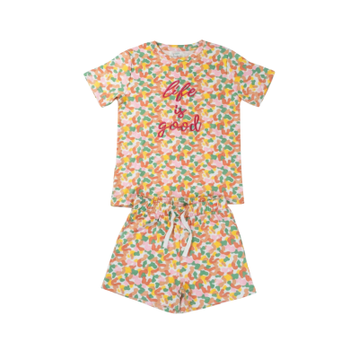 Girls Colorful Abstract Print T-Shirt and Shorts Set