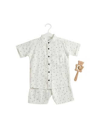 Baby Boy's Star Print Muslin Shirt & Shorts Set