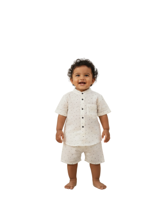 Baby Boy's Star Print Muslin Shirt & Shorts Set