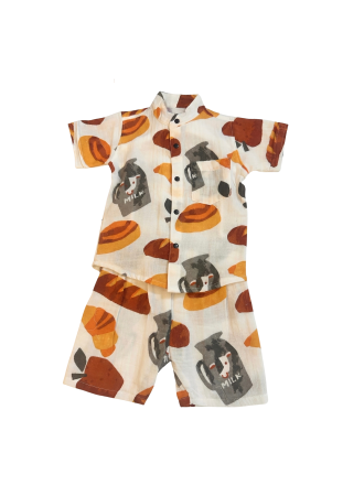 Baby Boys Organic Cotton Printed Shirt & Shorts Set