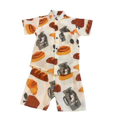 Baby Boys Organic Cotton Printed Shirt & Shorts Set