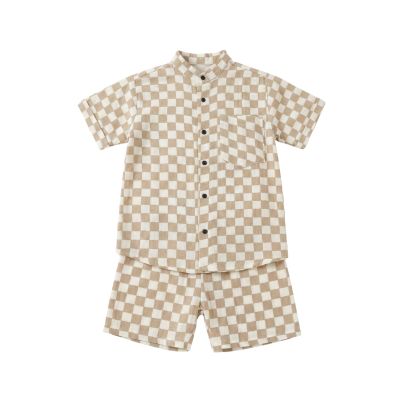 Baby Boys Cotton Checkered Shirt & Shorts Coord Set