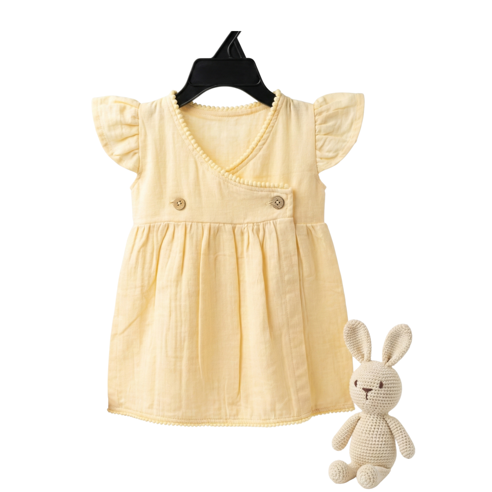 Baby Girls Organic Cotton Flutter Sleeve Frock
