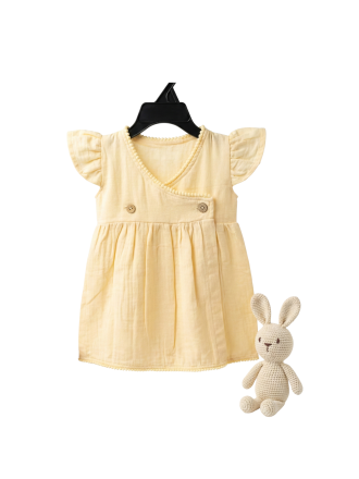 Baby Girls Organic Cotton Flutter Sleeve Frock