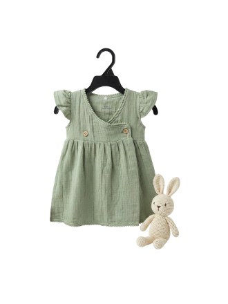 Baby Girls Organic Cotton Flutter Sleeve Frock