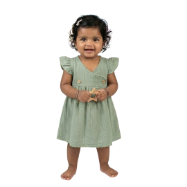Baby Girls Organic Cotton Flutter Sleeve Frock