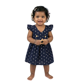 Baby Girls Organic Cotton Polka Dot Flutter Sleeve Frock