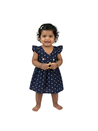 Baby Girls Organic Cotton Polka Dot Flutter Sleeve Frock