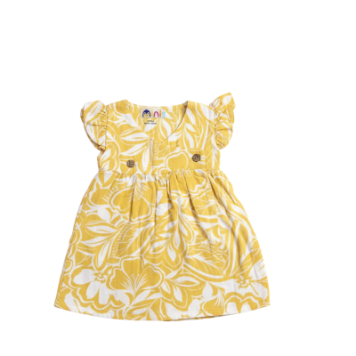 Baby Girls Yellow Floral Cotton Dress