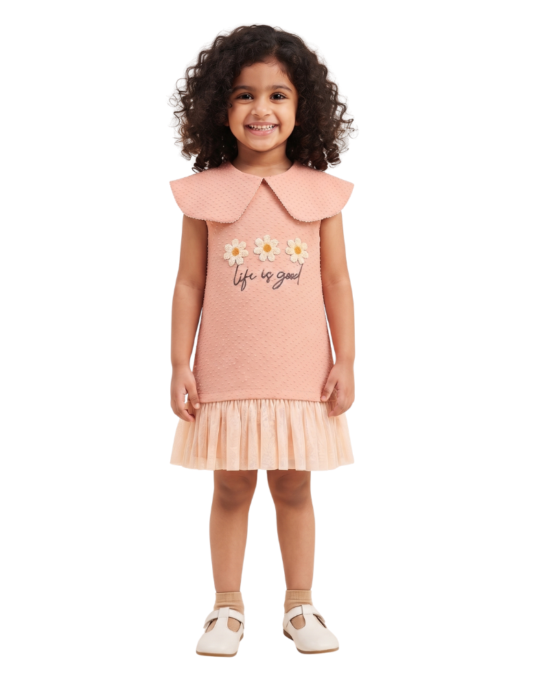 Peach Daisy  Tulle Hem Frock