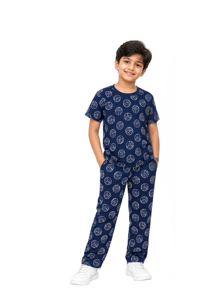 Boys & Girls Volleyball Printed Pajama - Navy Blue 