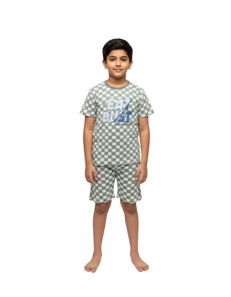 Boys Co-ord Set - Checked Sage Green