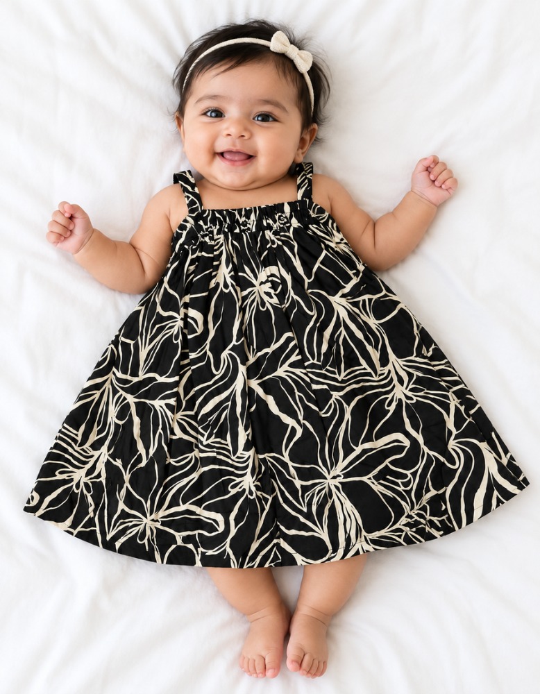 Midnight Floral Casual Baby Frock