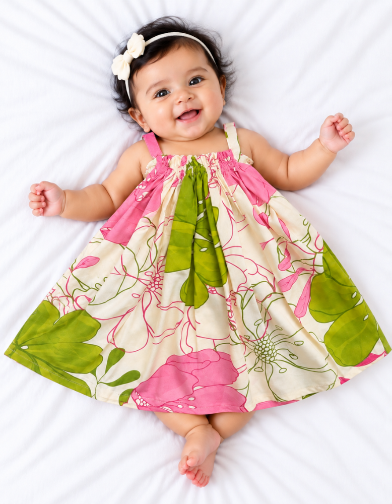 Gathered Strap Frock - Tropical Floral