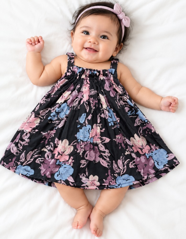 Vintage Floral Print Infant Frock