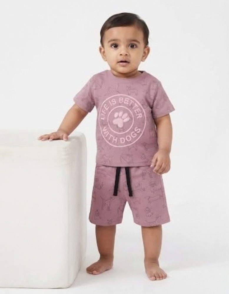 Baby Boys T-Shirt & Shorts Set - Mauve