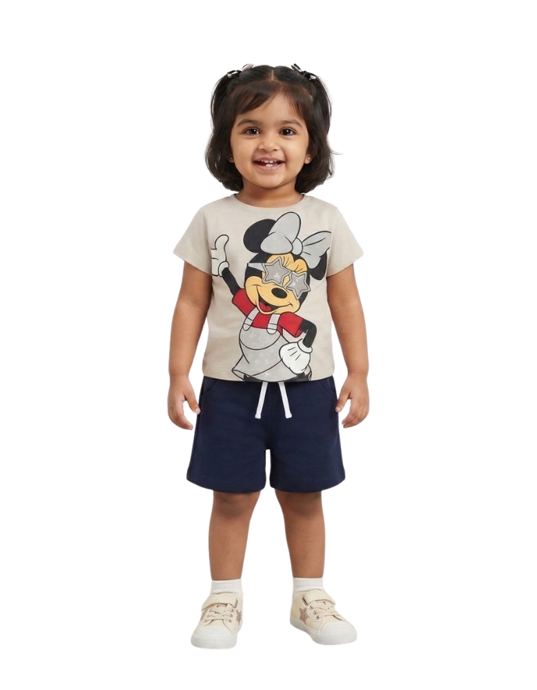 Disney Minnie Mouse Graphic T-Shirt & Navy Shorts Set