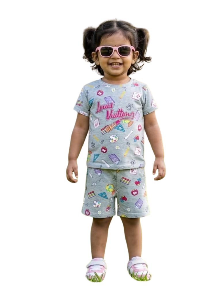 Light Blue "Queen" Crown Print T-Shirt and Shorts Set