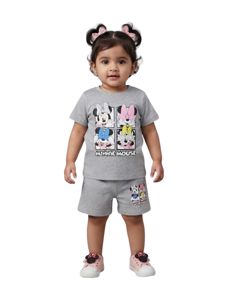Disney Minnie Mouse Grey Graphic T-Shirt and Shorts Set