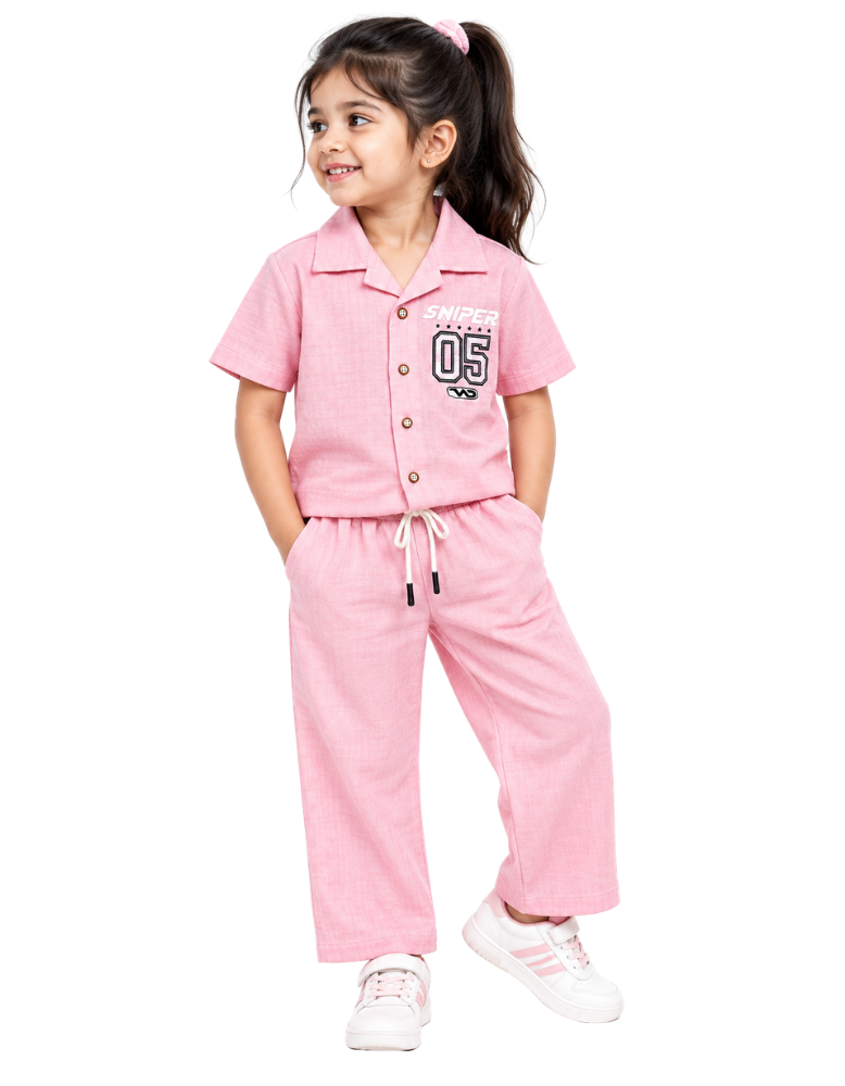 Muslin "Snipper" Shirt & Pant Set - Pink