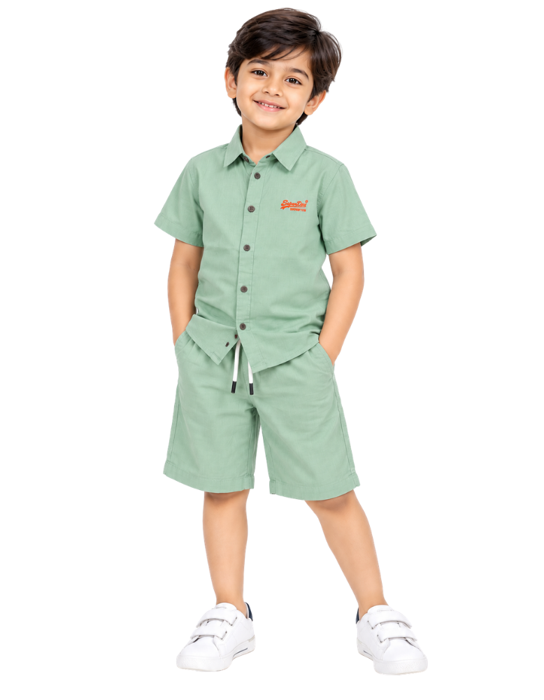 Mint Green Boys Shirt and Shorts Set
